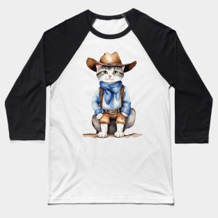 cute street cat wearing a cowboy outfit Baseball T-Shirt